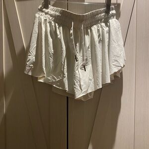 Women's White Elastic Waist Shorts